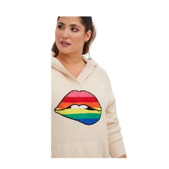 Torrid Rainbow Lips Hoodie Sweater 3X - Picture 5 of 7